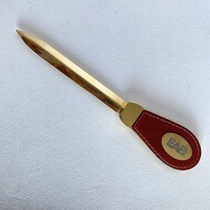 EAB Leather And Gold Tone Metal Letter Opener 7.5in